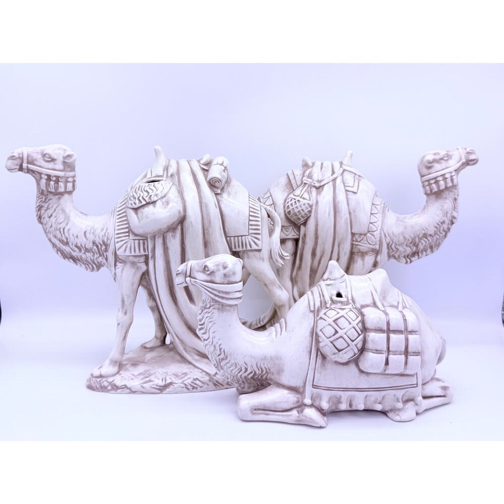 Holland Mold Ceramic Nativity Camels 3 PC Lot